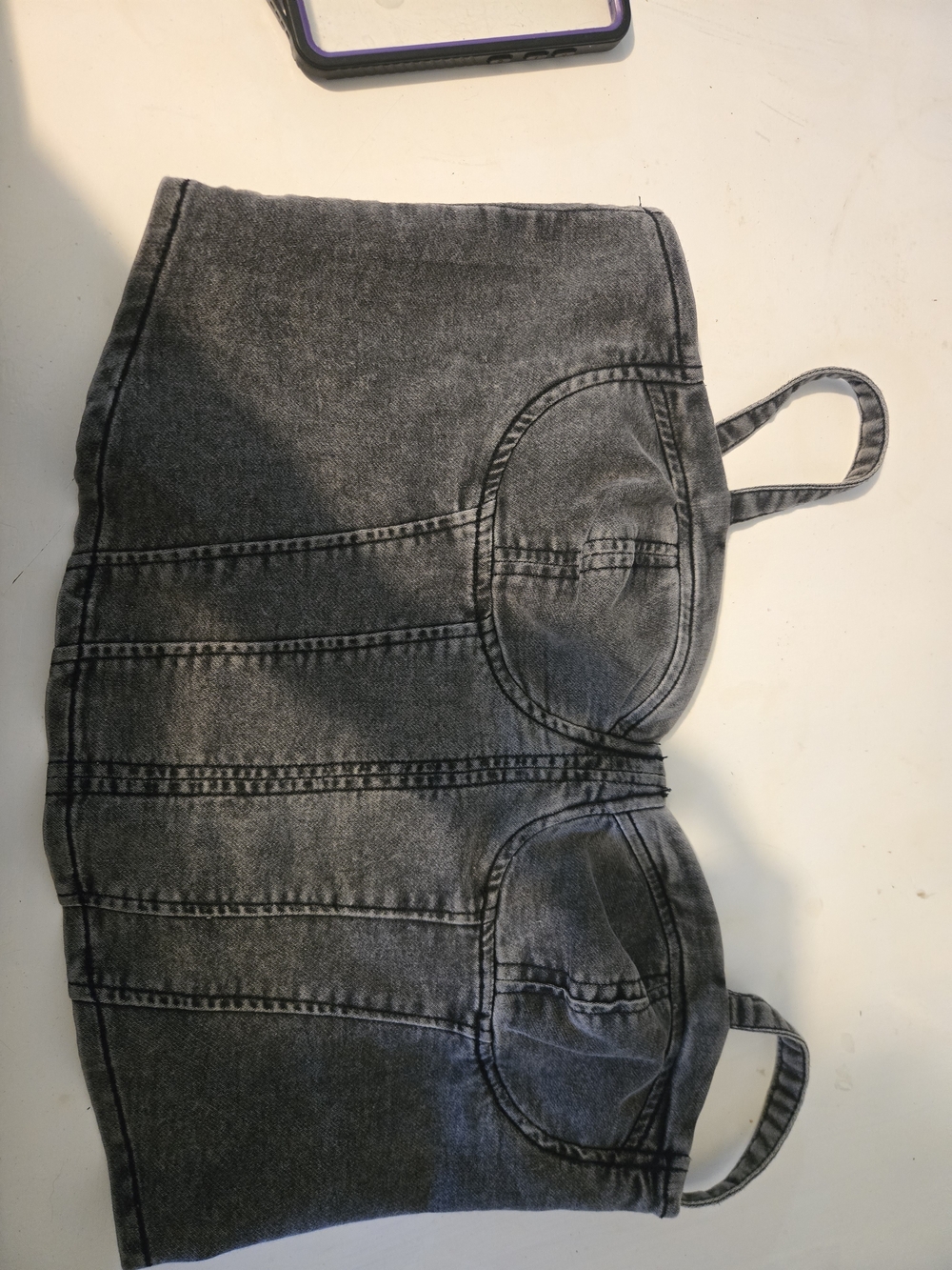 No Boundaries Gray Denim Crop Bustier Tank Top